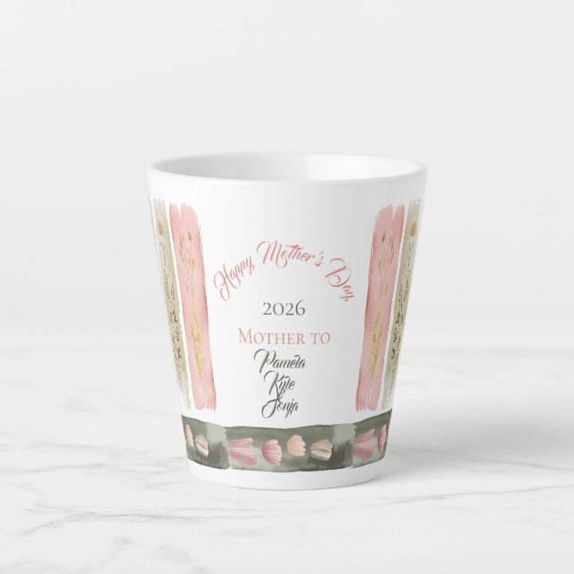 Taza De Café Latte Mother's Day 2026 Brush Strokes Wildflowers  (Anverso)