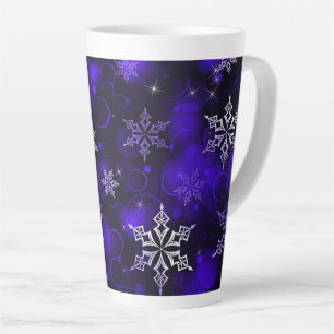 Taza De Café Latte Motif de copo de nieve púrpura