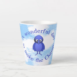 Taza De Café Latte Motivación del pájaro azul