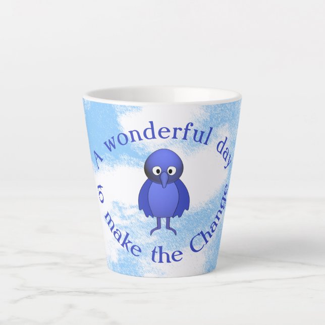 Taza De Café Latte Motivación del pájaro azul (Anverso)