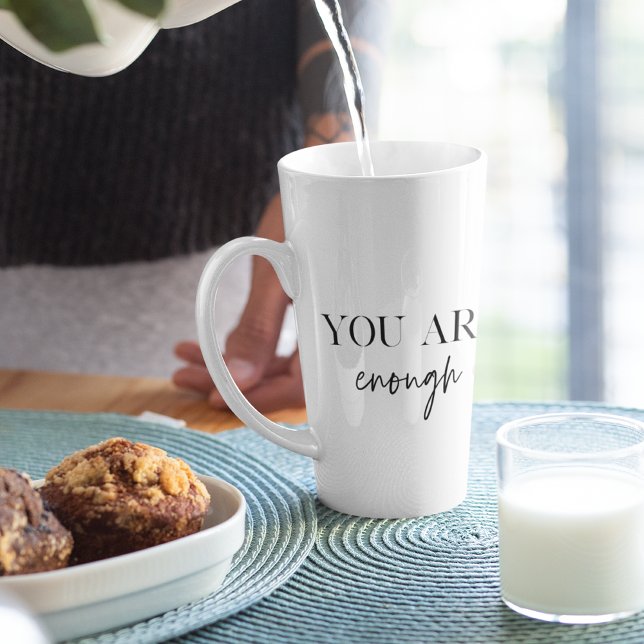 Taza De Café Latte Motivación positiva que eres suficiente cita (Looking for a daily reminder that you are enough? Look no further! Introducing our "You Are Enough" )