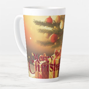 Taza De Café Latte Motivo de Navidad, con regalos bajo el árbol de Na