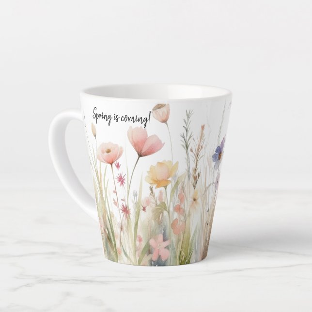 Taza De Café Latte Motivo romántico, rústico, de flor silvestre (Ángulo izquierdo)