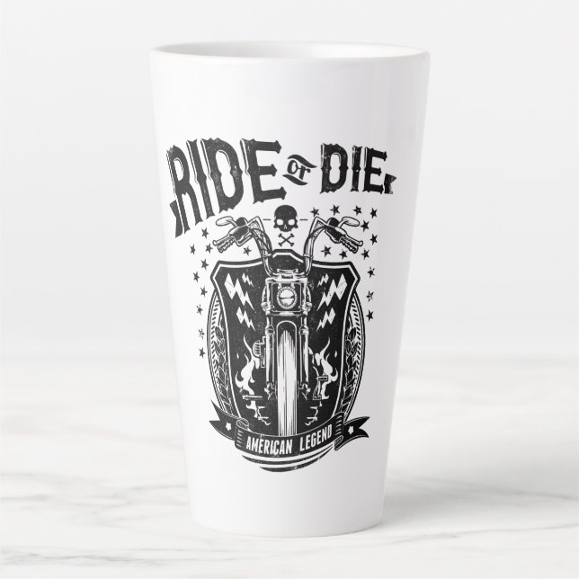 Taza De Café Latte Motocicleta de Ride o Muerte (Anverso)