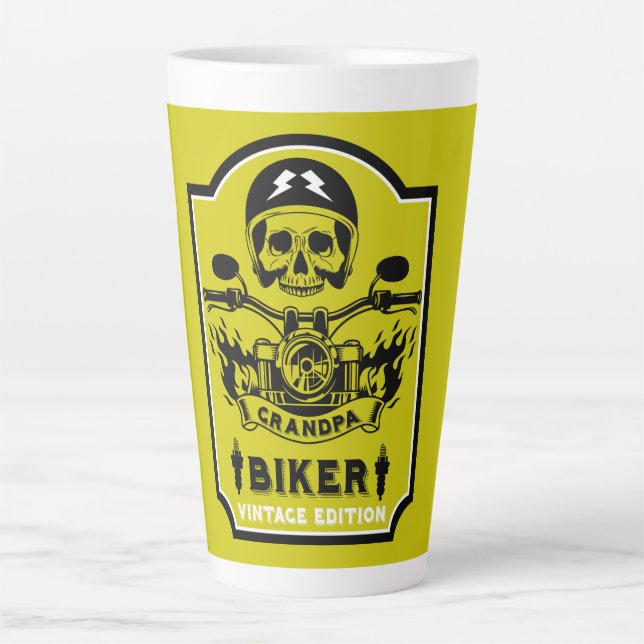 Taza De Café Latte Motociclista Grandpa (Anverso)
