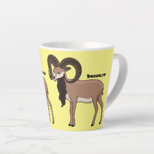 Taza De Café Latte Mouflon goat illustration