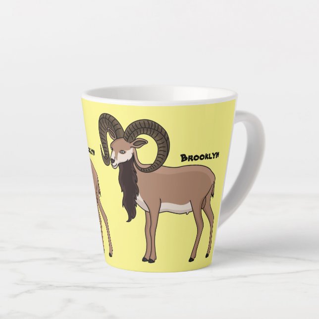 Taza De Café Latte Mouflon goat illustration (Ángulo derecho)