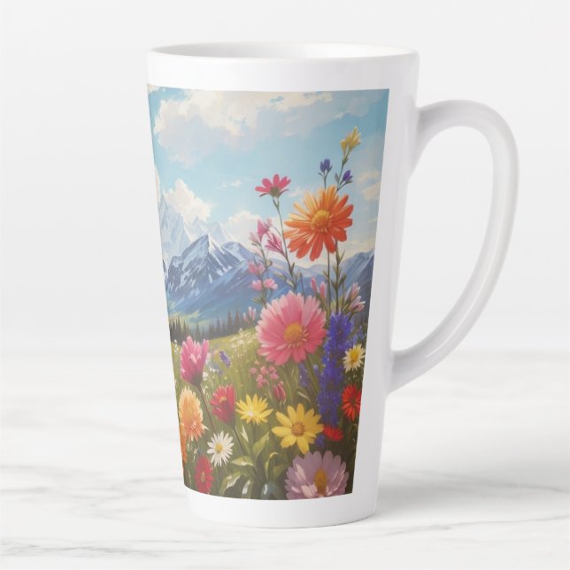 Taza De Café Latte Mountain Flower Meadow (Derecha)