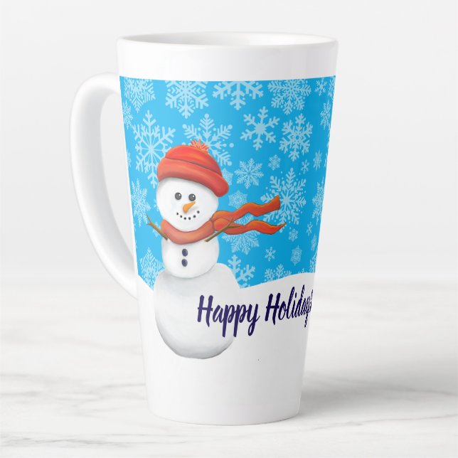 Taza De Café Latte Mr. Snowman Happy Holidays (Ángulo izquierdo)