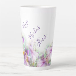 Taza De Café Latte Muchas Flores Mayo Purple Irises Swath