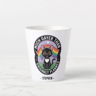 Taza De Café Latte Mucho Gayer - Gracioso gato negro lindo orgullo LG