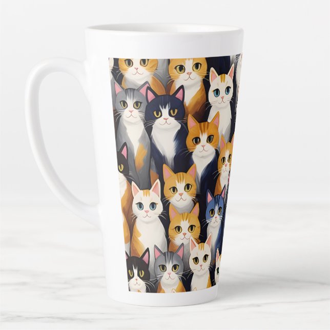 Taza De Café Latte Muchos adorables patrones de gatos (Izquierda)