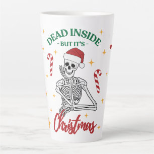 Taza De Café Latte Muerto adentro pero son Navidades 17 oz Latte Mug