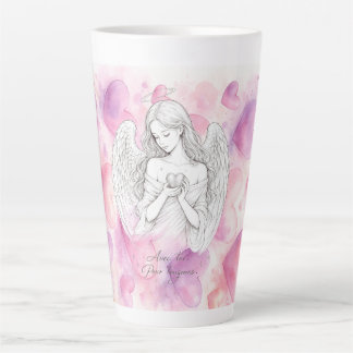 Taza De Café Latte Mug avec ange et cœur – Cadeau amour éternel