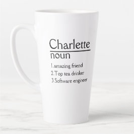 Taza De Café Latte Mug blanco de definición de nombre personalizada