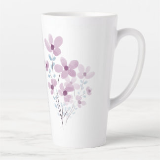 Taza De Café Latte Mug clásico con flores moradas