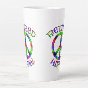 Taza De Café Latte Mug de la Copa Latín de la Paz del Jubilado Hippie