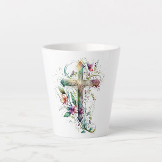 Taza De Café Latte Mug de la Cruz Floral
