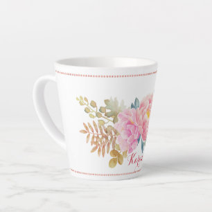 Taza De Café Latte Mug. de lata floral de color de agua Delicada