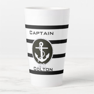 Taza De Café Latte Mug. de lata monograma nautico