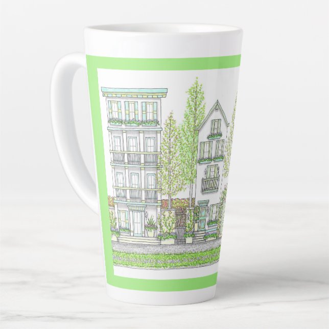Taza De Café Latte Mug de latte grande verde de la ciudad de primaver (Ángulo izquierdo)