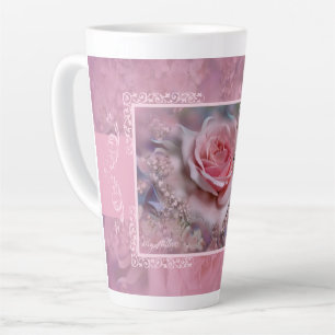 Taza De Café Latte Mug de latte rosa rosa grande