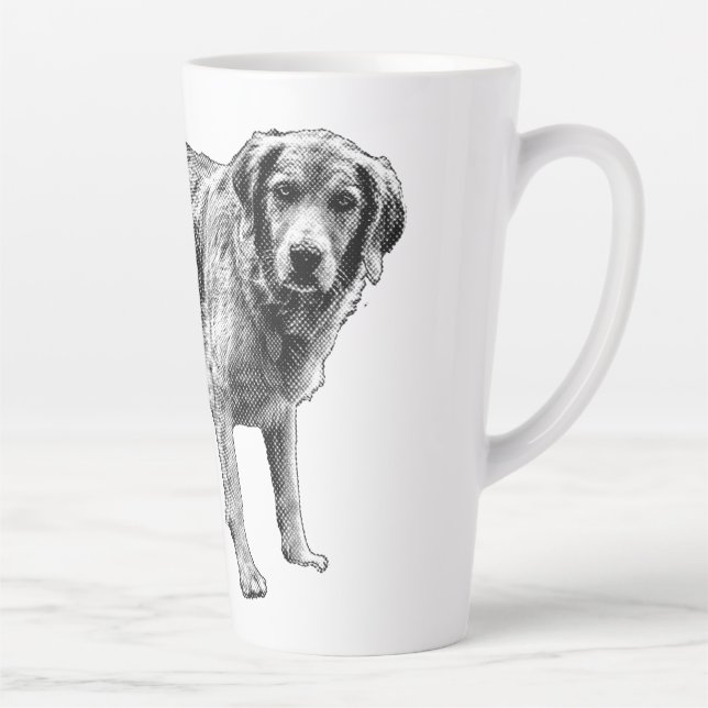 Taza De Café Latte Mug de perro cómico espeluznante (Derecha)