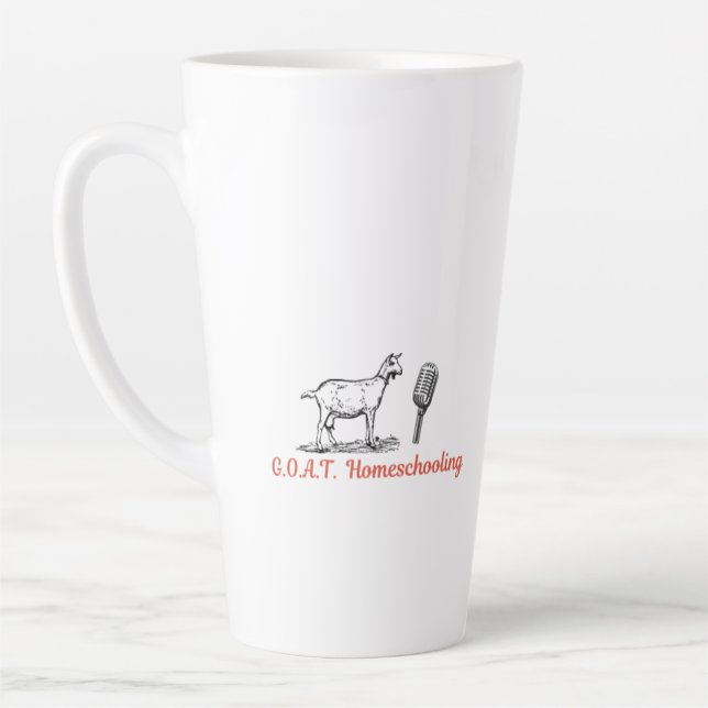 Taza De Café Latte Mug de podcast GOAT Homeschooling, 17 oz (Izquierda)