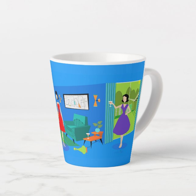 Taza De Café Latte Mug. Fiesta de cócteles de las Palmas Atómicas (Ángulo derecho)