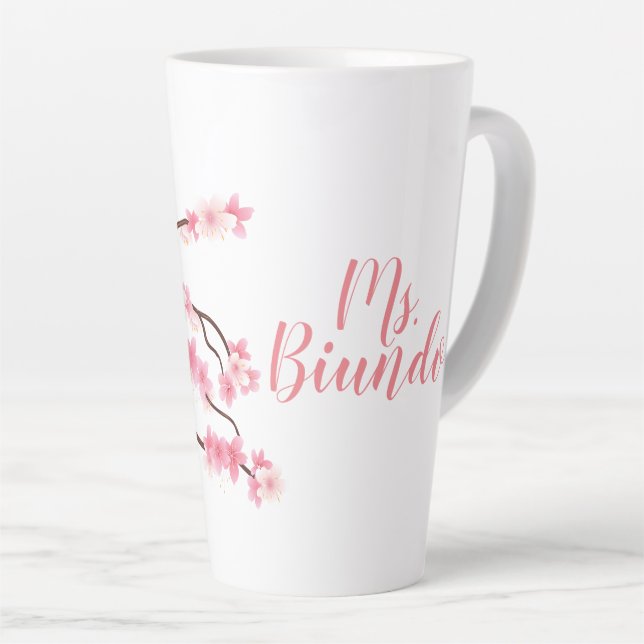Taza De Café Latte Mug *Flor de cerezo con flores personalizadas (Ángulo derecho)