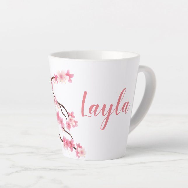 Taza De Café Latte Mug *Flor de cerezo con flores personalizadas (Ángulo derecho)