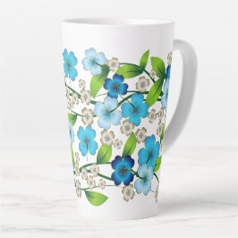 Taza De Café Latte Mug. lata flor azul