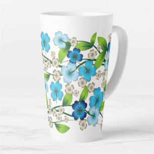 Taza De Café Latte Mug. lata flor azul