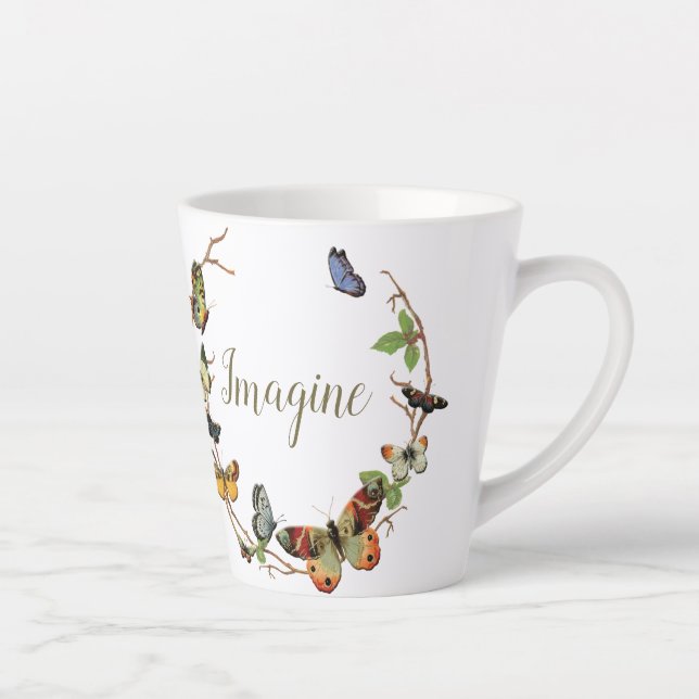 Taza De Café Latte Mug. personalizada de mariposa (Derecha)