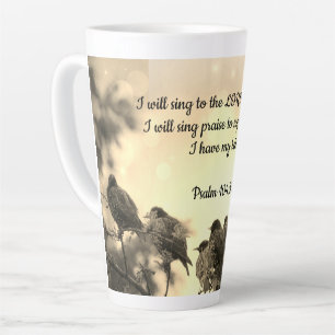 Taza De Café Latte Muga cristiana tardía con versos bíblicos