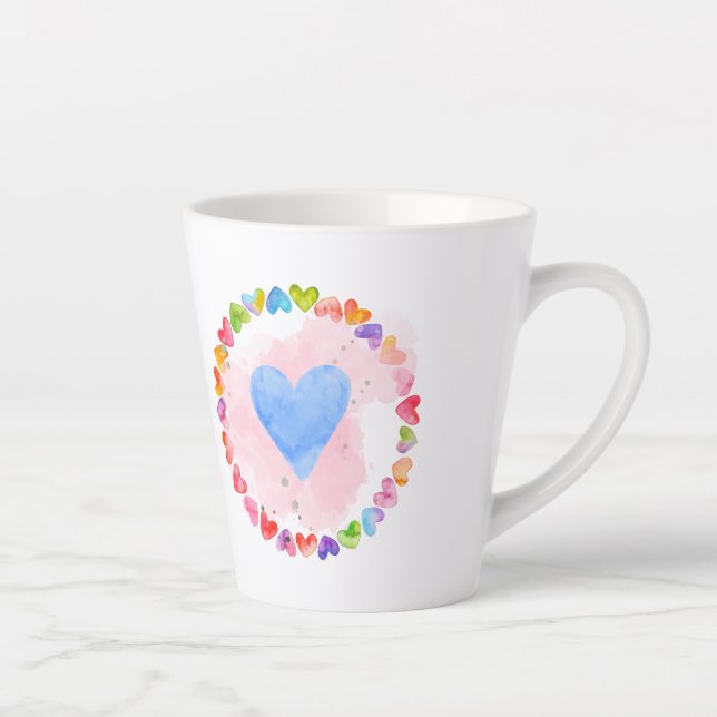 Taza De Café Latte Mugre de arcoiris acuarela (Derecha)