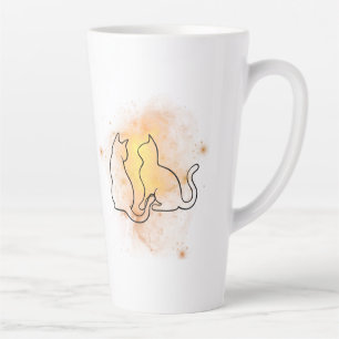 Taza De Café Latte Mugre de gato acuarela