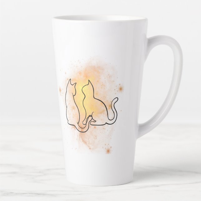Taza De Café Latte Mugre de gato acuarela (Derecha)
