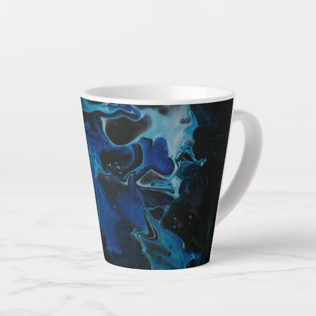 Taza De Café Latte Mugre de lata psicodélico líquido azul oscuro (Ángulo derecho)