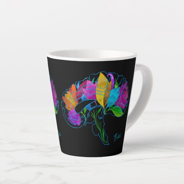Taza De Café Latte Mugre latente del cerebro floral (Ángulo derecho)