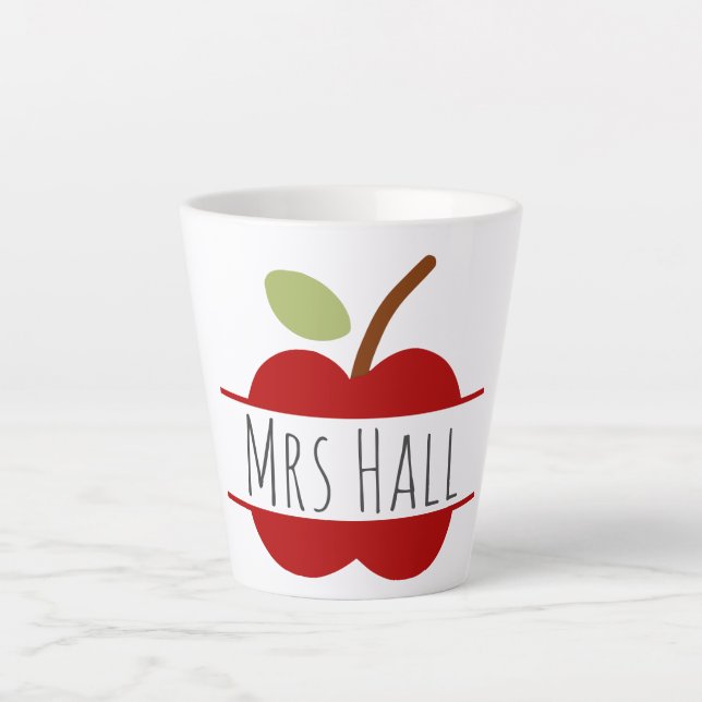 Taza De Café Latte Mugre personalizada del profesor de manzanas (Anverso)