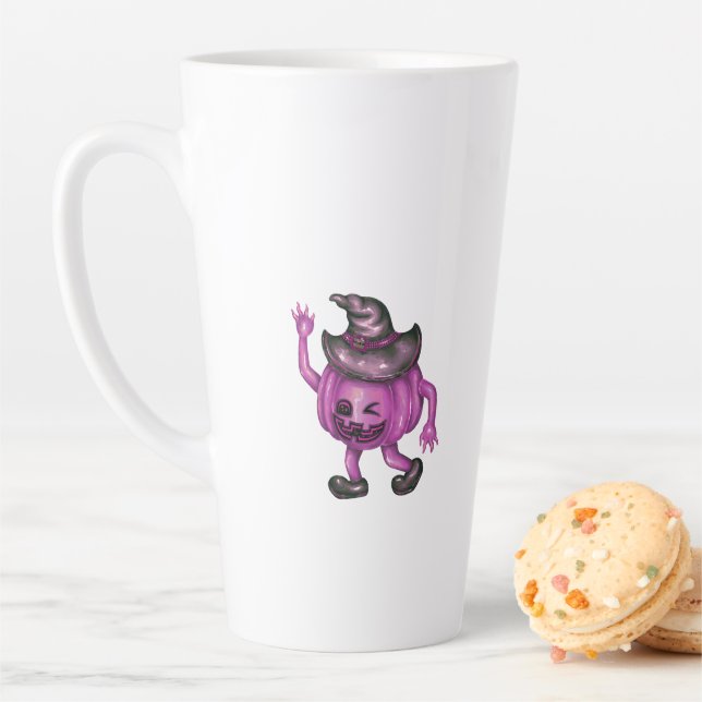 Taza De Café Latte Mugs & Cups - Witch Hat Pumpkin (In situ)