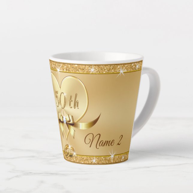 Taza De Café Latte Mugs, latte, del 50 aniversario personalizado (Ángulo derecho)