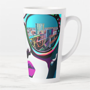 Taza De Café Latte Mujer abstracta en la reflexión de la ciudad con g