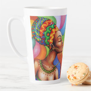 Taza De Café Latte Mujer africana con tejidos tradicionales de cera