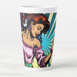 Taza De Café Latte Mujer bonito bailando salsa arte pop