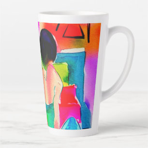Taza De Café Latte Mujer con agua hermosa