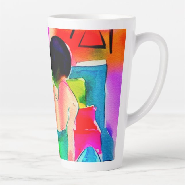 Taza De Café Latte Mujer con agua hermosa (Derecha)