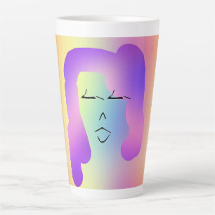 Taza De Café Latte Mujer Con Pelo Púrpura Personalizada