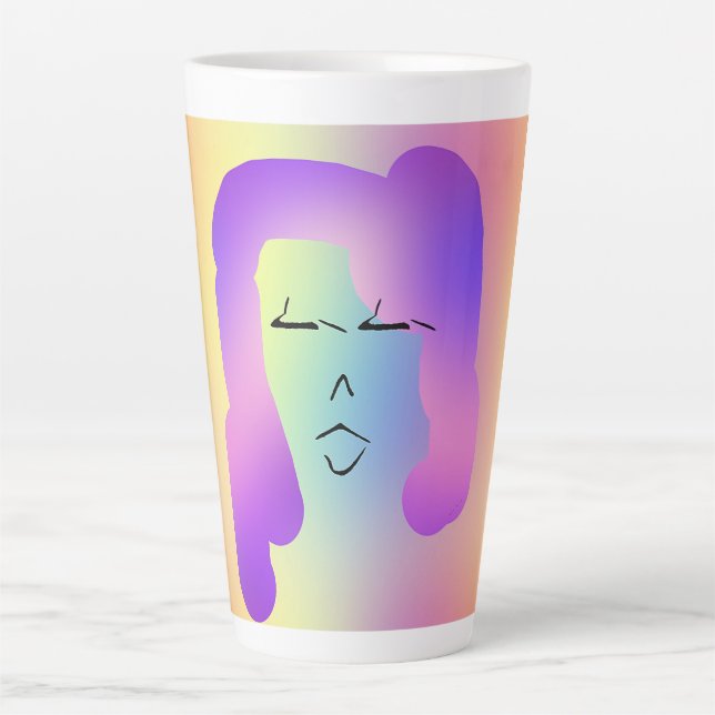 Taza De Café Latte Mujer Con Pelo Púrpura Personalizada (Anverso)